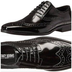NIB Stacy Adams Mens Tinsley Black Wingtip Oxford Dress Shoes Size 11.5 M